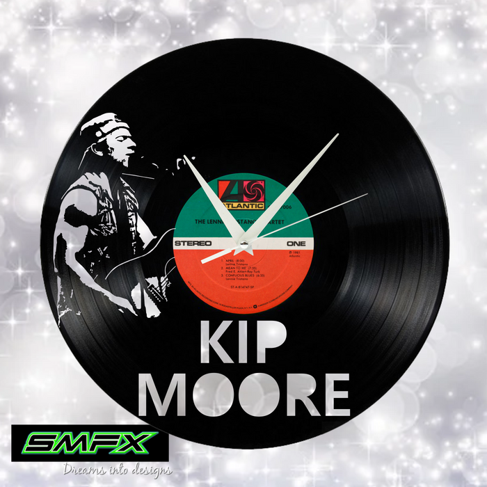 Kip Moore Laser Cut Vinyl Record artist representation or vinyl clock