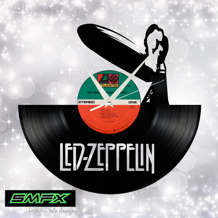 Led Zeppelin Laser Cut Vinyl Record artist representation or vinyl clock