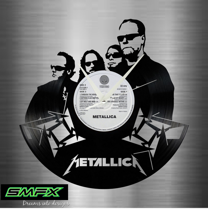 METALLICA Laser Cut Vinyl Record artist representation or vinyl clock