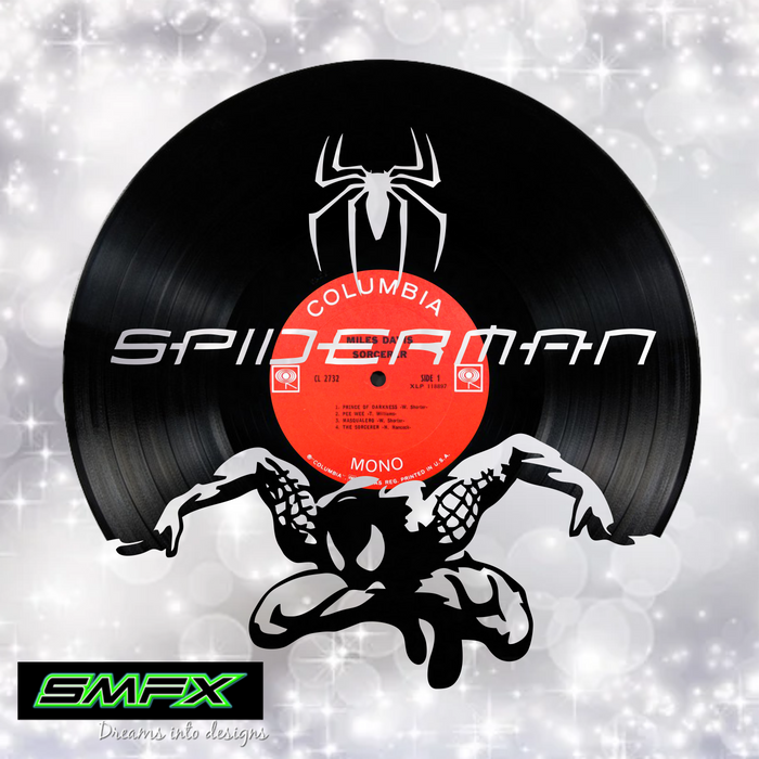 SPIDERMAN Laser Cut Vinyl Record artist representation or vinyl clock