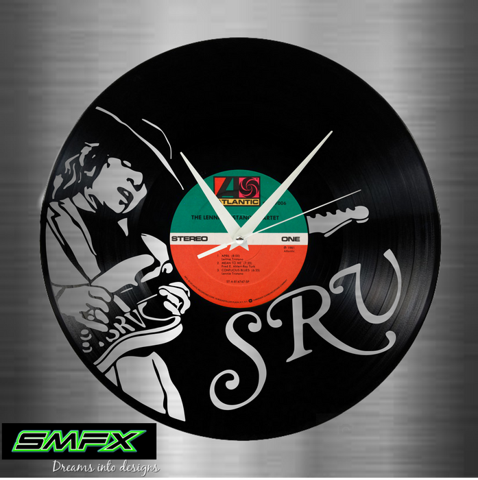 Stevie ray Vaughan Laser Cut Vinyl Record artist representation or vinyl clock
