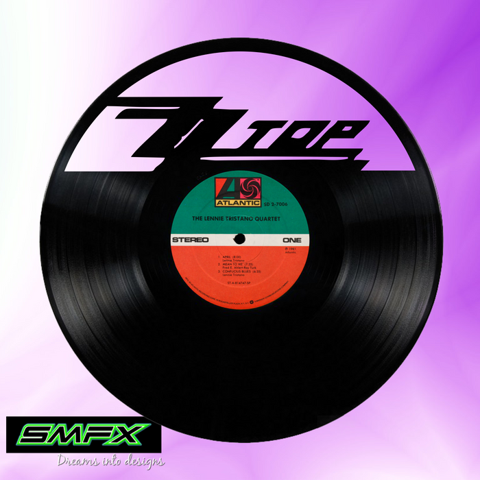 ZZ TOP Laser Cut Vinyl Record artist representation or vinyl clock