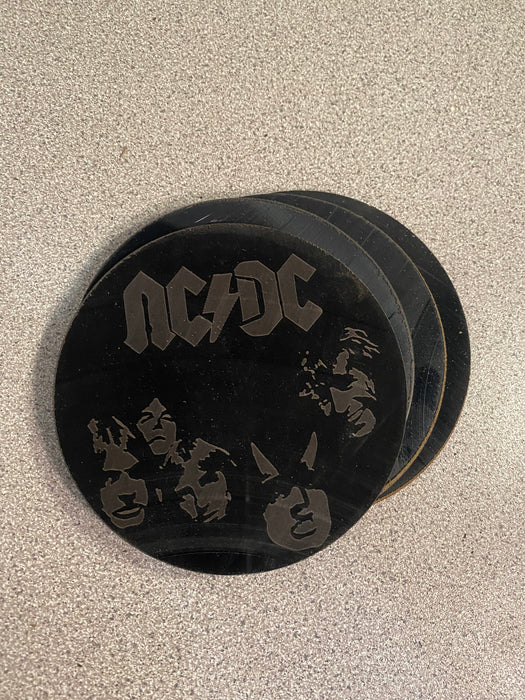 AC DC Laser Engraved Coaster Set of 4 Cut Vinyl Record artist representation