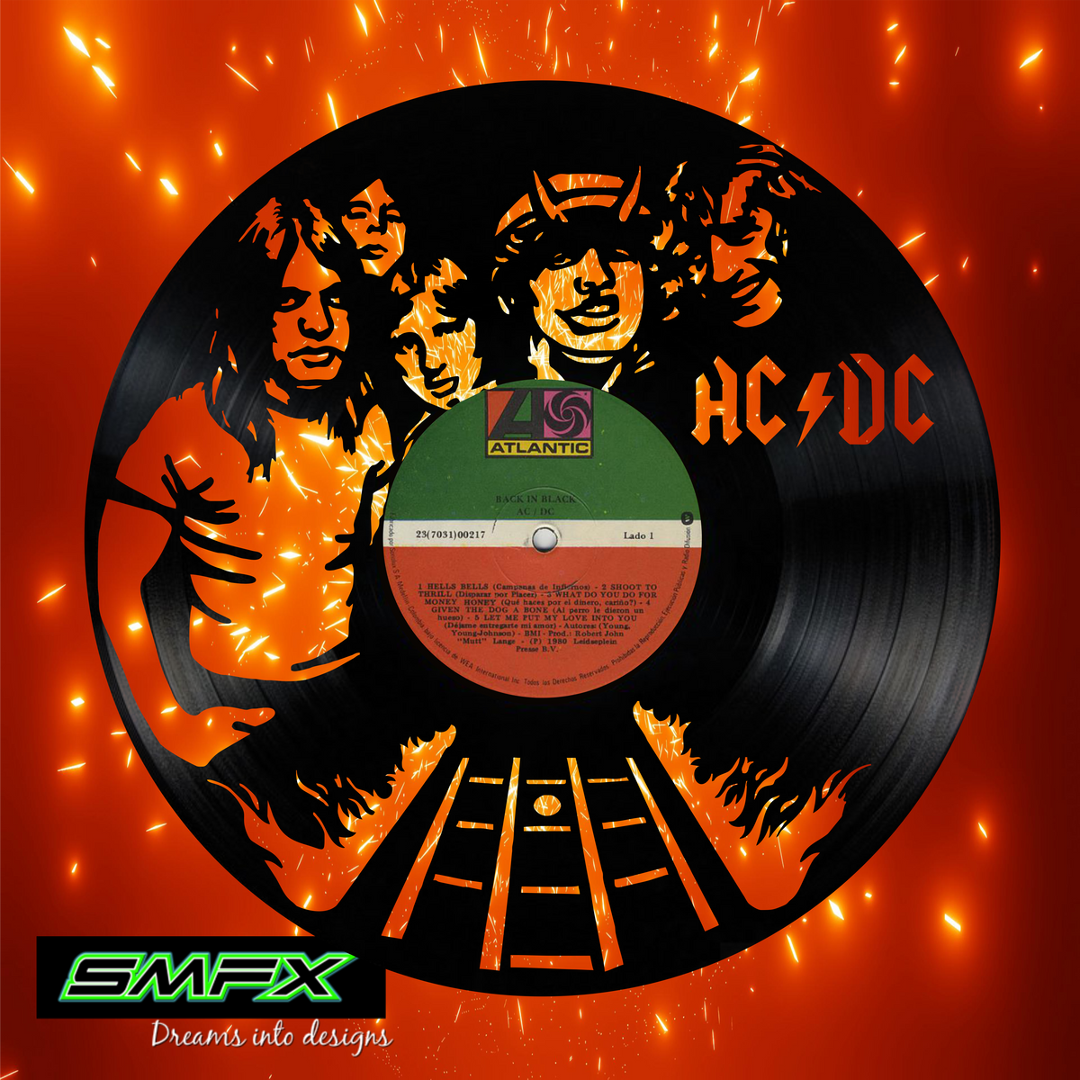 AC-DC Laser Cut Vinyl Record artist representation or vinyl clock — SMFX  Designs