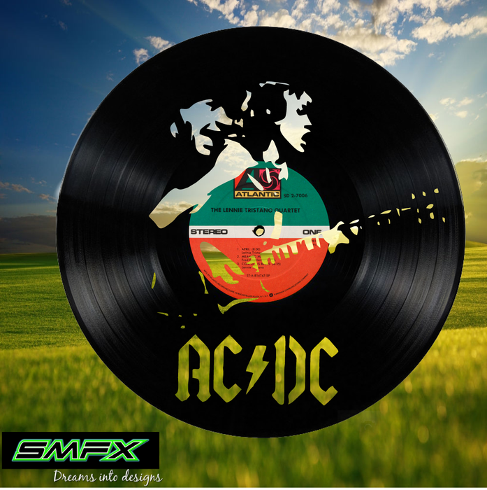 AC-DC  Laser Cut Vinyl Record artist representation or vinyl clock