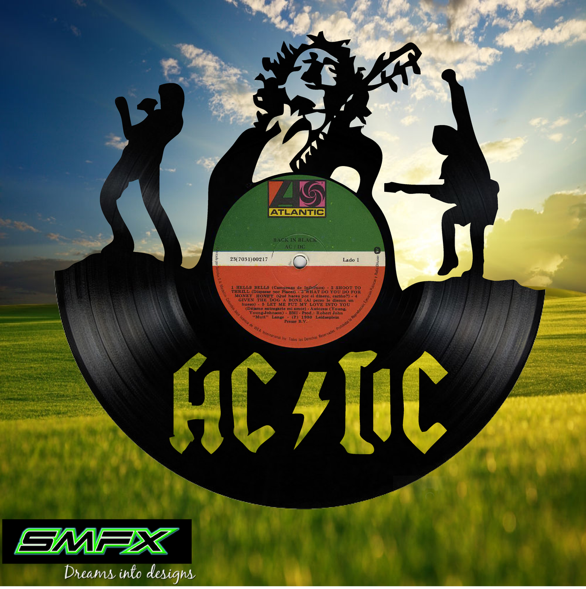 AC-DC Laser Cut Vinyl Record artist representation or vinyl clock ...