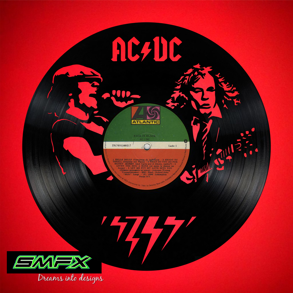 AC-DC Laser Cut Vinyl Record artist representation or vinyl clock
