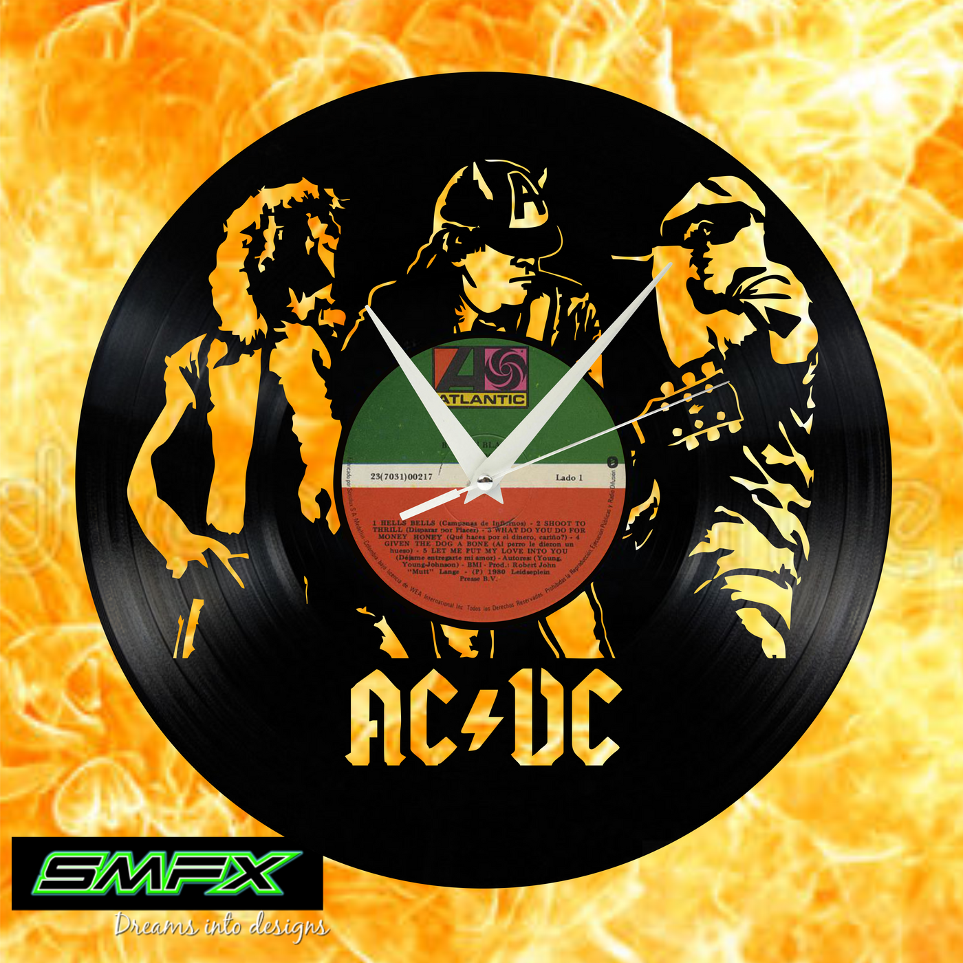 AC-DC Laser Cut Vinyl Record artist representation or vinyl clock ...