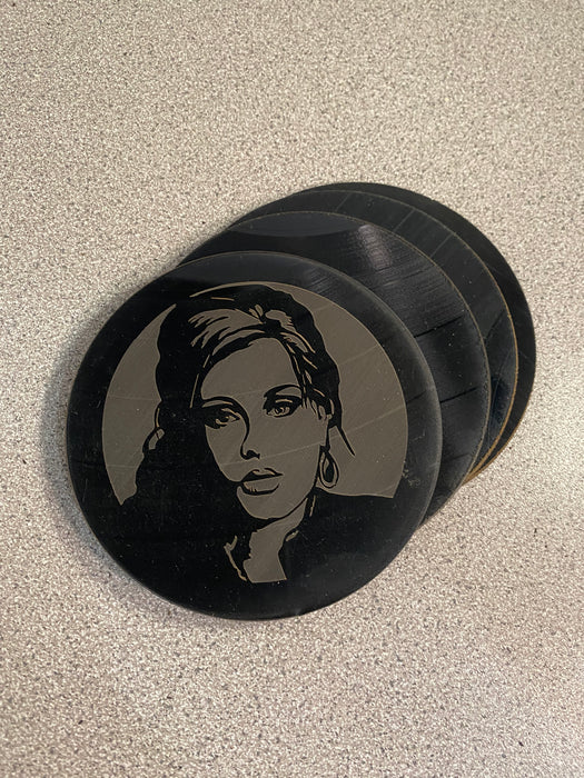 Adele Laser Engraved Coaster Set of 4 Cut Vinyl Record artist representation