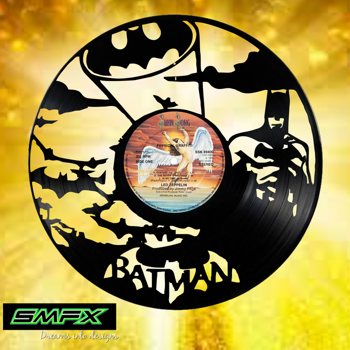 batman Laser Cut Vinyl Record artist representation or vinyl clock
