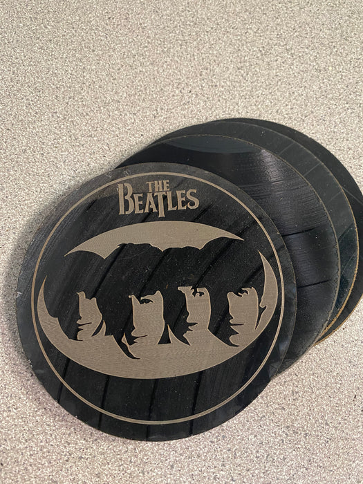 Beatles Laser Engraved Coaster Set of 4 Cut Vinyl Record artist representation