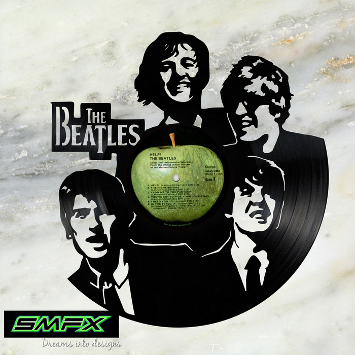 Beatles Laser Cut Vinyl Record artist representation or vinyl clock
