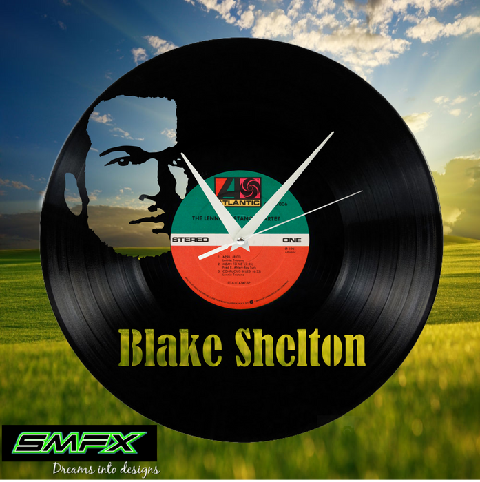 blake shelton Laser Cut Vinyl Record artist representation or vinyl clock