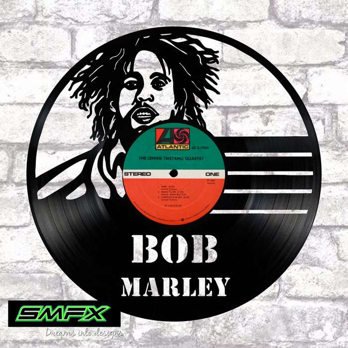 bob marley Laser Cut Vinyl Record artist representation or vinyl clock