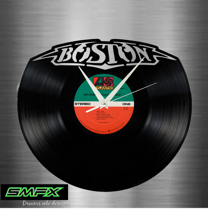 BOSTON Laser Cut Vinyl Record artist representation or vinyl clock