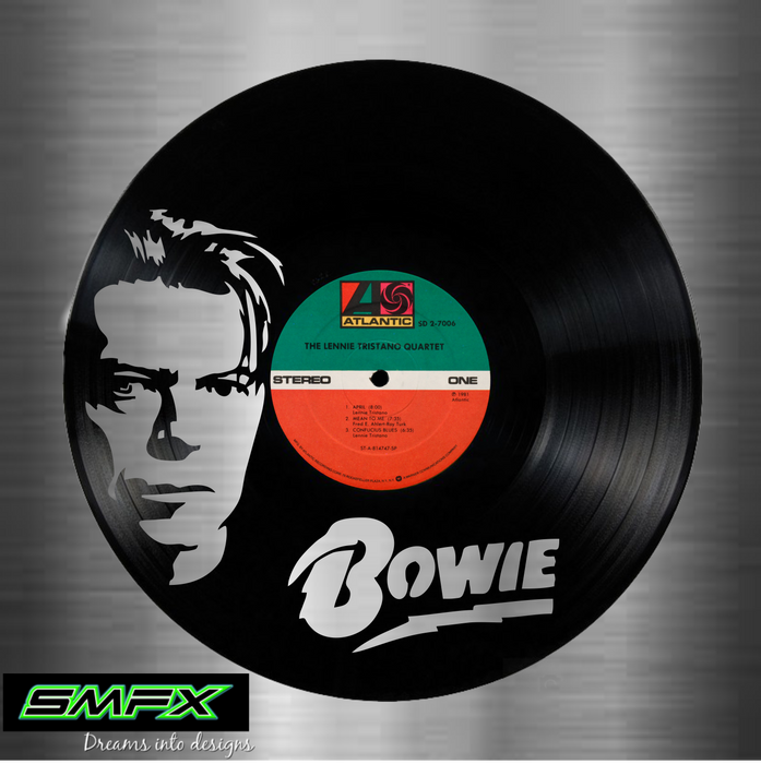 bowie Laser Cut Vinyl Record artist representation or vinyl clock