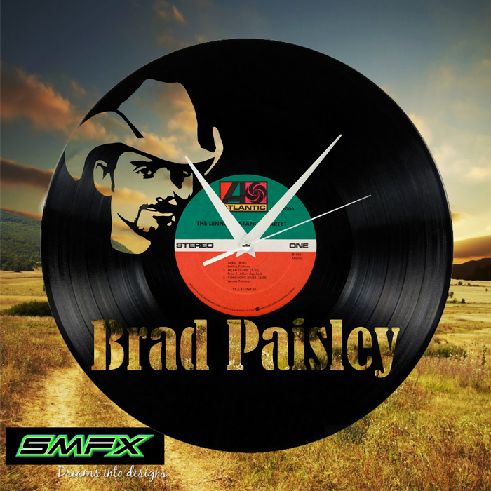 brad paisley Laser Cut Vinyl Record artist representation or vinyl clock