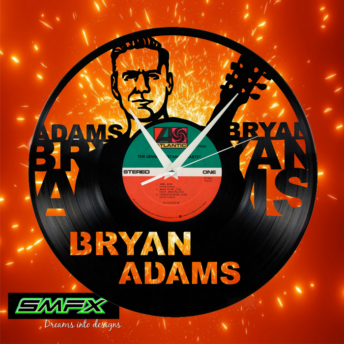 Bryan Adams Laser Cut Vinyl Record artist representation or vinyl clock