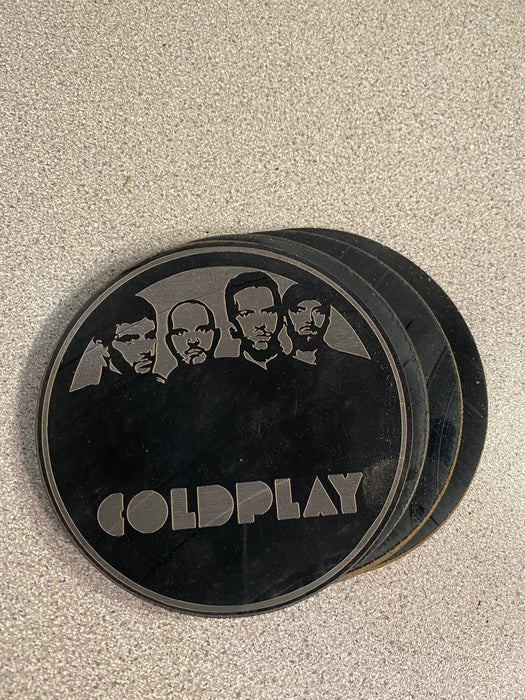 coldplay Laser Engraved Coaster Set of 4 Cut Vinyl Record artist representation