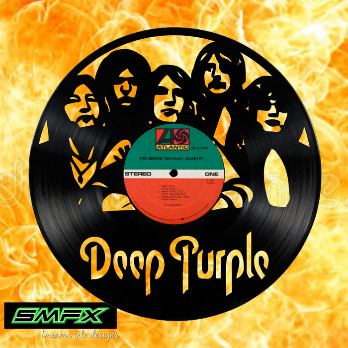 deep purple Laser Cut Vinyl Record artist representation or vinyl clock