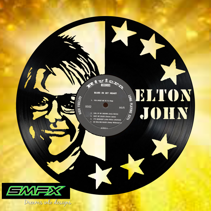 Elton john Laser Cut Vinyl Record artist representation or vinyl clock