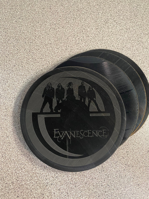 evanescence Laser Engraved Coaster Set of 4 Cut Vinyl Record artist representation