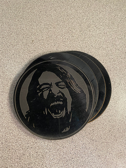 foo fighters dave grohl Laser Engraved Coaster Set of 4 Cut Vinyl Record artist representation