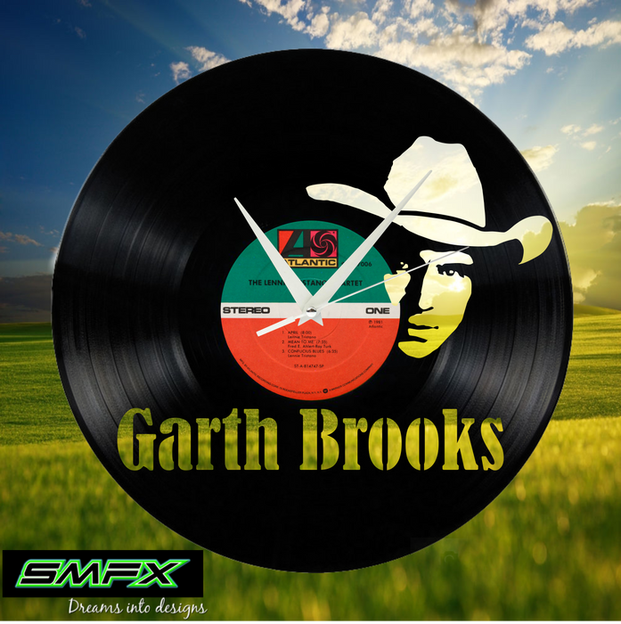 garth brooks Laser Cut Vinyl Record artist representation or vinyl clock
