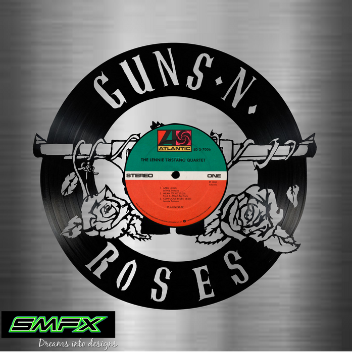 guns and roses Laser Cut Vinyl Record artist representation or vinyl clock