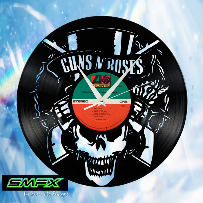 guns and roses Laser Cut Vinyl Record artist representation or vinyl clock