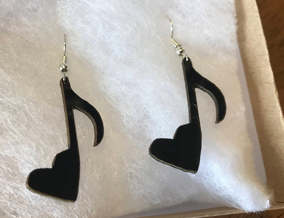 Heart note earings made from recycled vinyl records