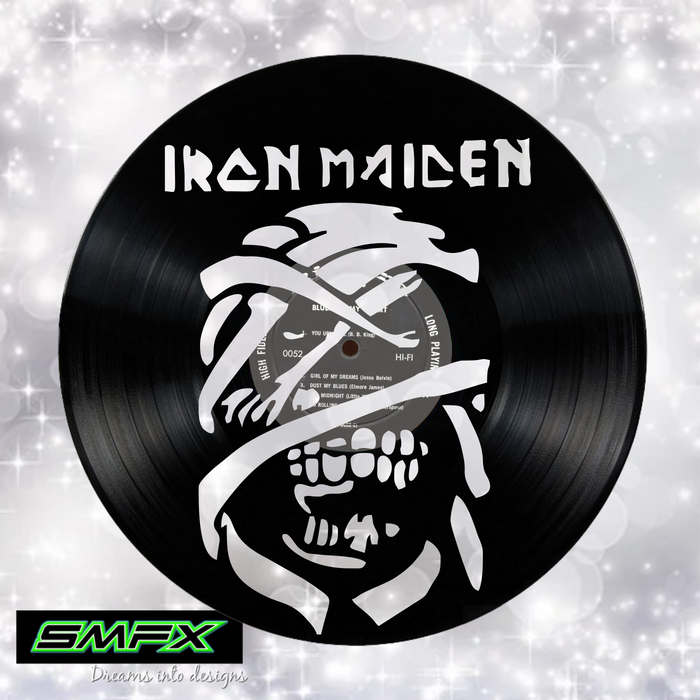 iron maiden Laser Cut Vinyl Record artist representation or vinyl clock