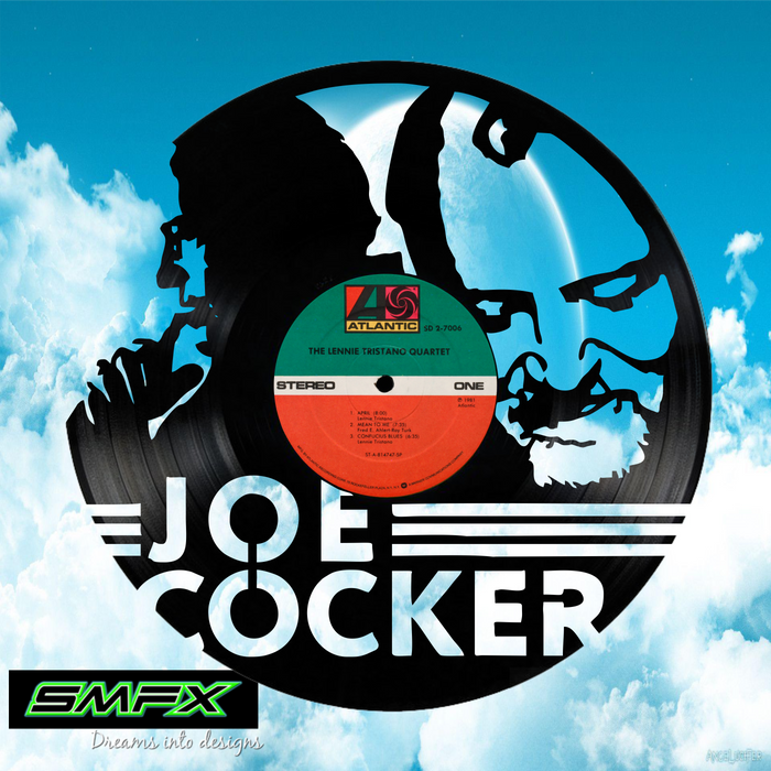 Joe Cocker  Laser Cut Vinyl Record artist representation or vinyl clock
