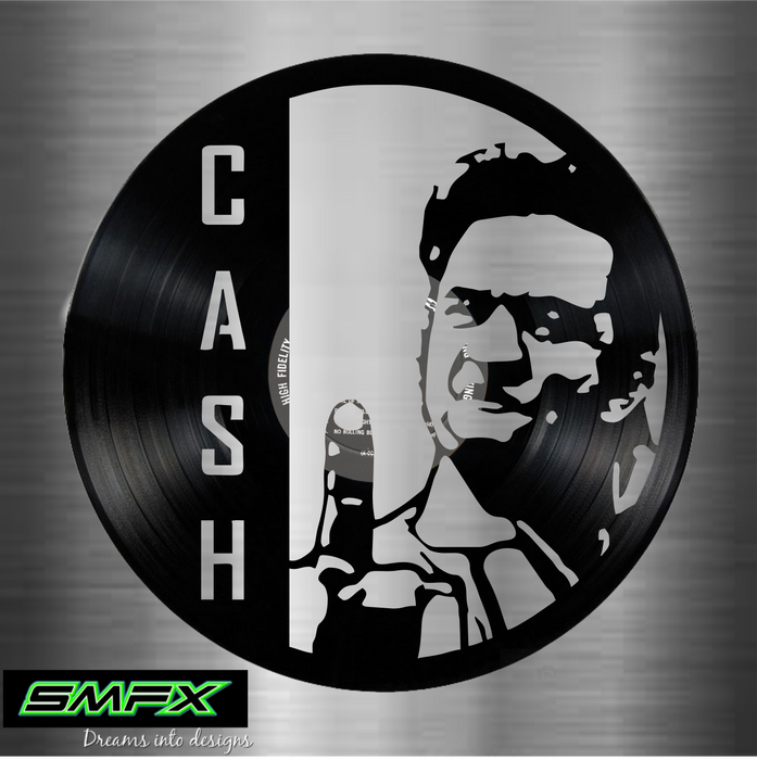 johnny cash Laser Cut Vinyl Record artist representation or vinyl clock