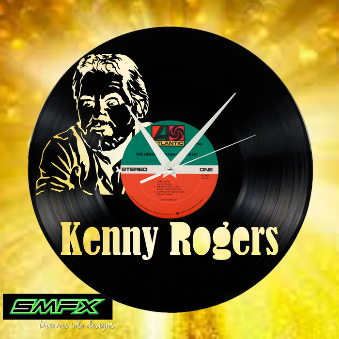 kenny rogers Laser Cut Vinyl Record artist representation or vinyl clock