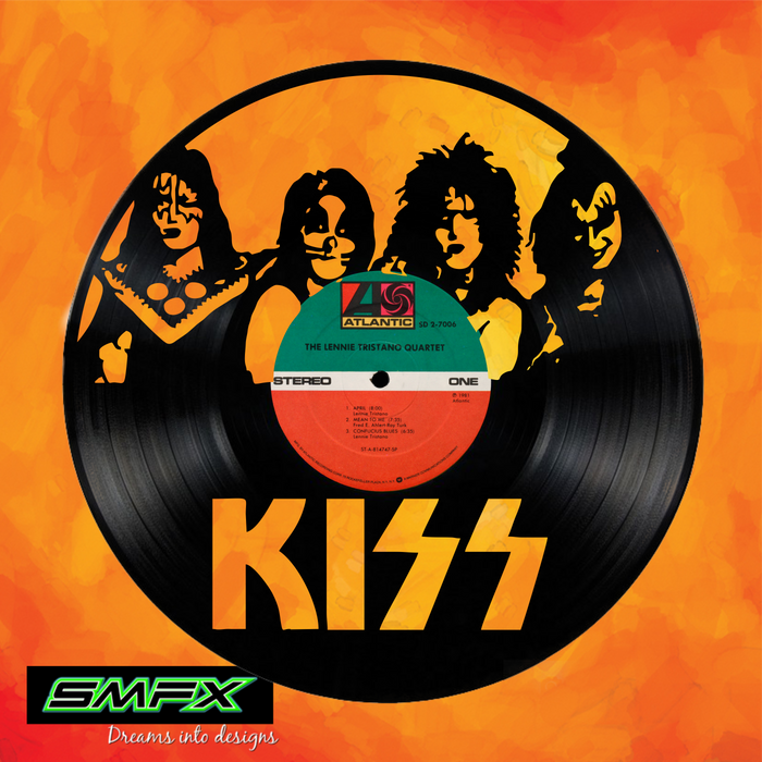 kiss Laser Cut Vinyl Record artist representation or vinyl clock
