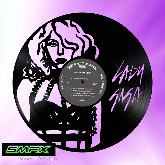 lady gaga Laser Cut Vinyl Record artist representation or vinyl clock