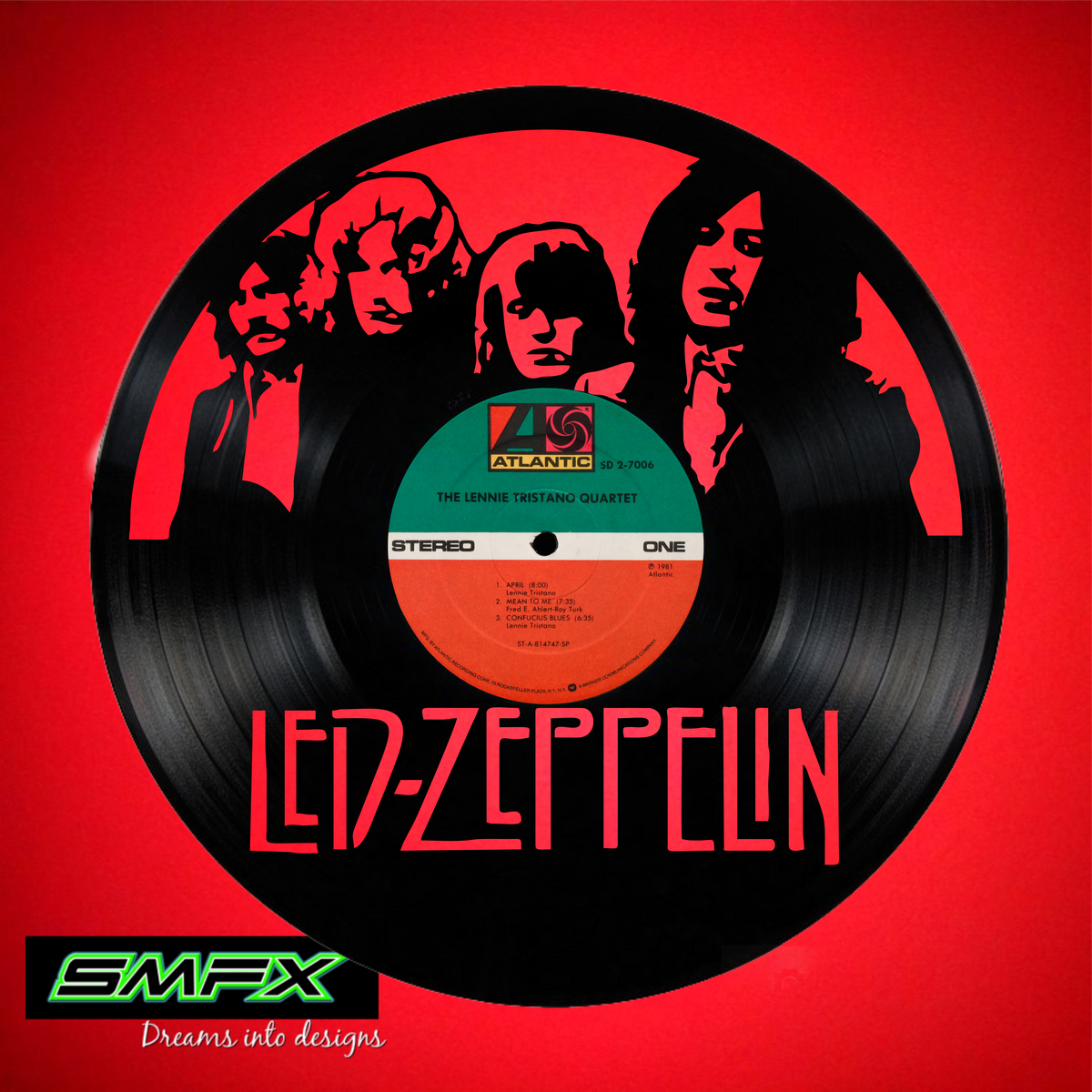 Led Zeppelin Laser Cut Vinyl Record artist representation or vinyl