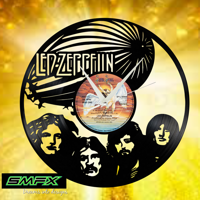 Led Zeppelin Laser Cut Vinyl Record artist representation or vinyl clock
