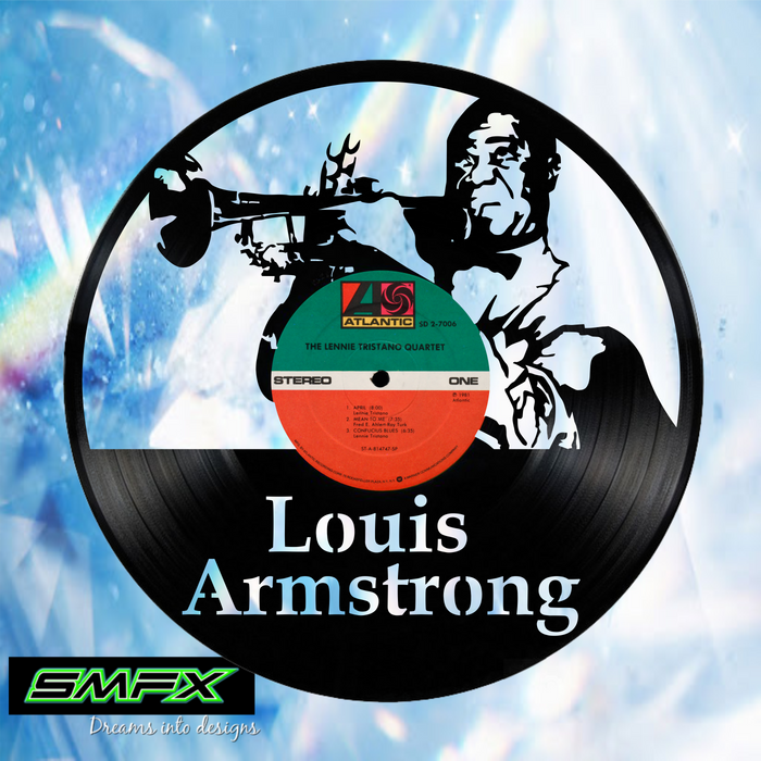 louis armstrong Laser Cut Vinyl Record artist representation or vinyl clock