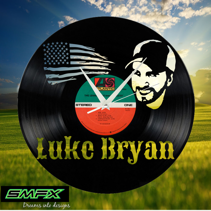 Luke bryan Laser Cut Vinyl Record artist representation or vinyl clock