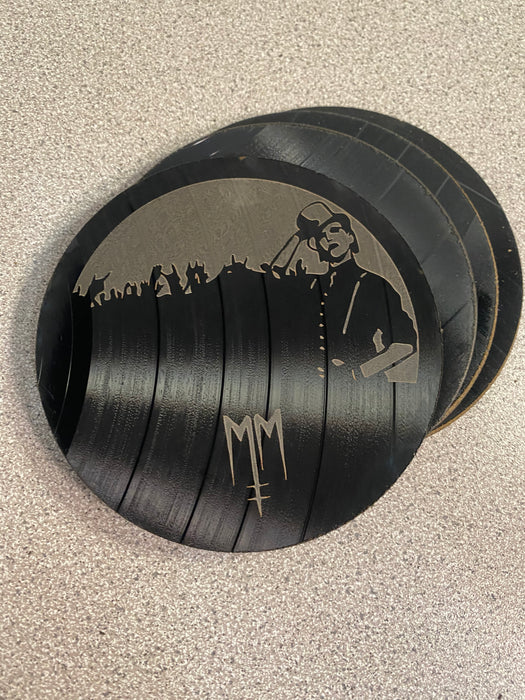 marilyn manson Laser Engraved Coaster Set of 4 Cut Vinyl Record artist representation