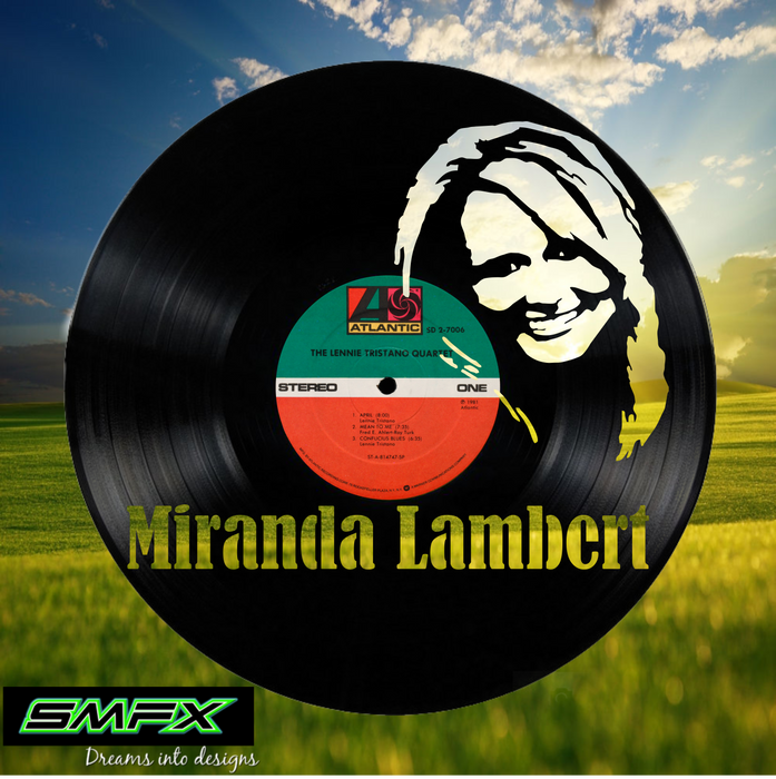 miranda lambert Laser Cut Vinyl Record artist representation or vinyl clock