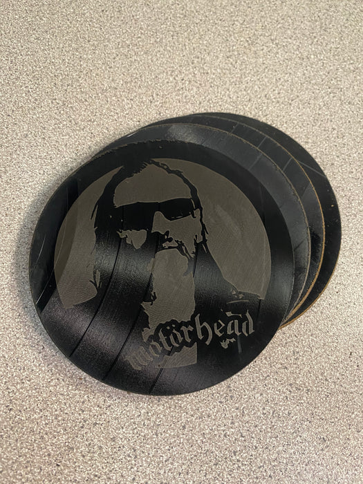 motorhead Laser Engraved Coaster Set of 4 Cut Vinyl Record artist representation