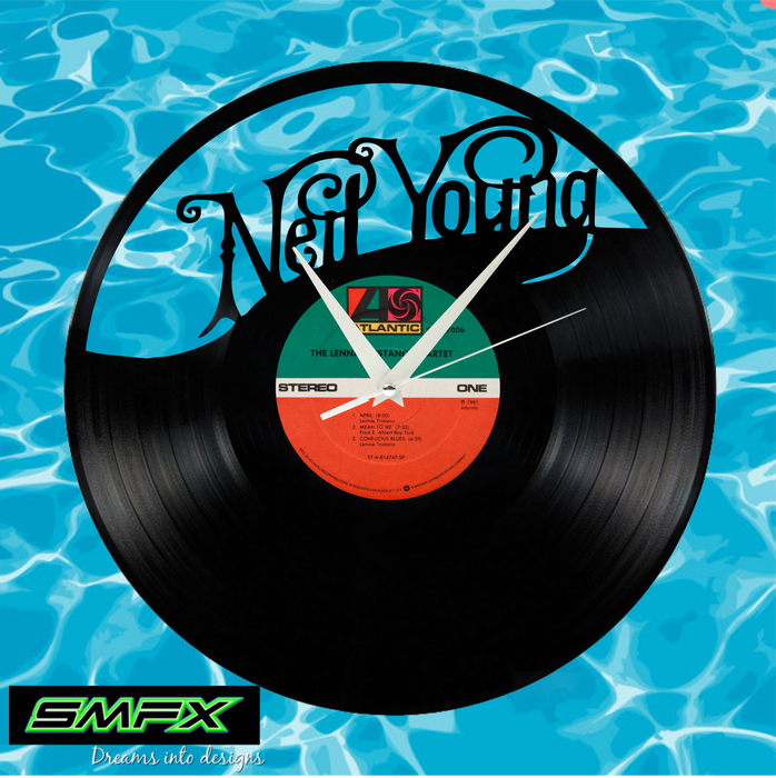 neil young Laser Cut Vinyl Record artist representation or vinyl clock