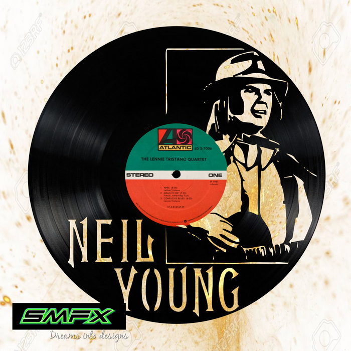 neil young Laser Cut Vinyl Record artist representation or vinyl clock
