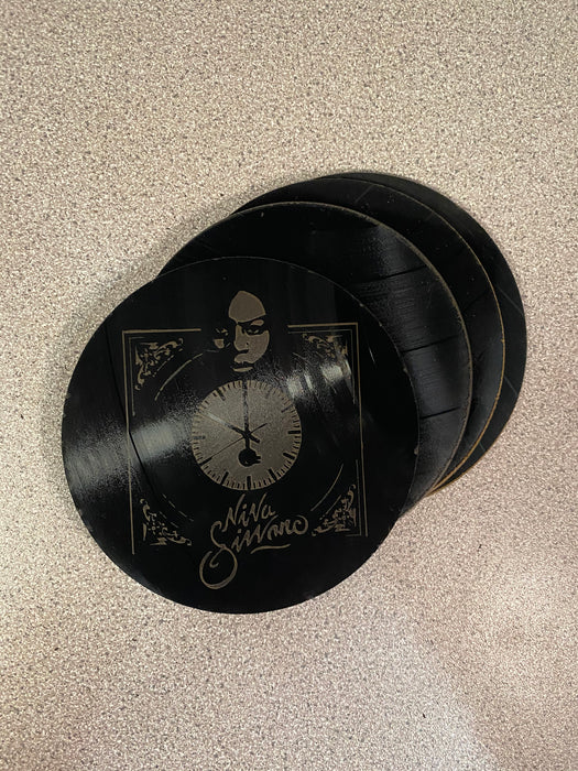 nina samone Laser Engraved Coaster Set of 4 Cut Vinyl Record artist representation