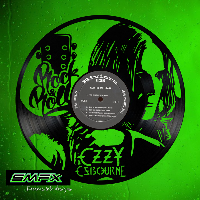 ozzy Laser Cut Vinyl Record artist representation or vinyl clock