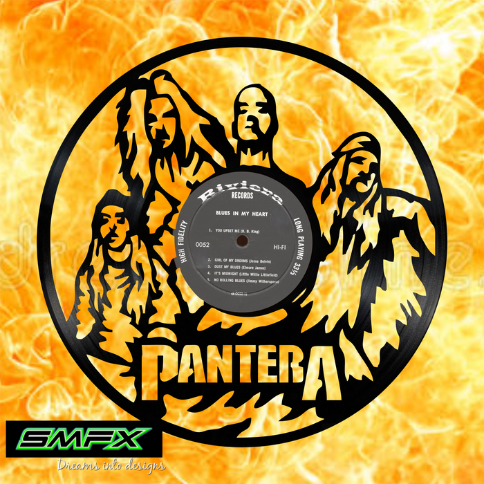 Pantera Laser Cut Vinyl Record artist representation or vinyl clock