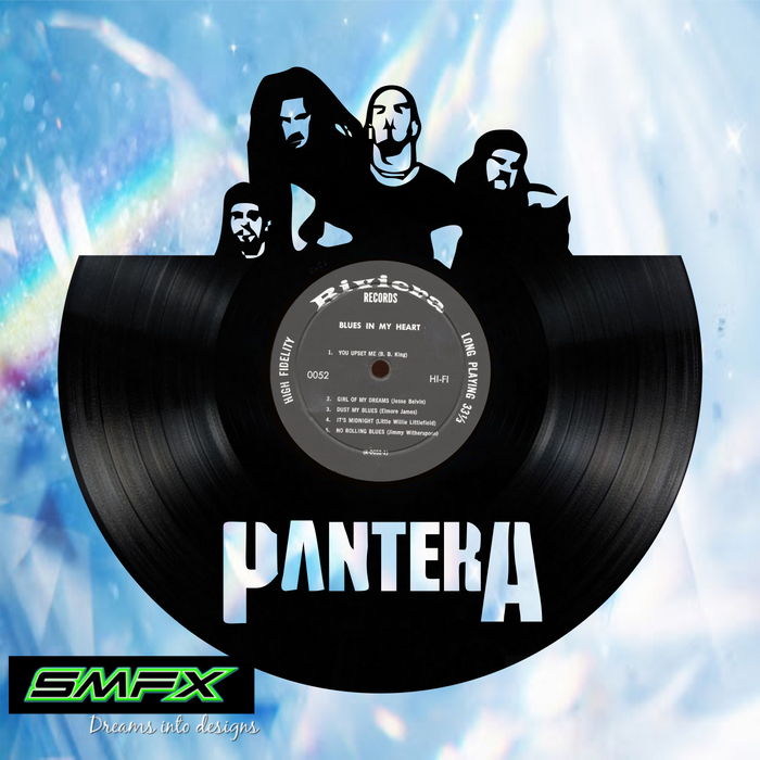 Pantera Laser Cut Vinyl Record artist representation or vinyl clock